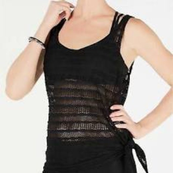 NWT GO BY GOSSIP MIX & MESH CROCHET TANKINI SWIM TOP - Picture 2 of 5